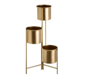 MACETERO TRIPLE METAL ORO 38 X 19 X 65 CM