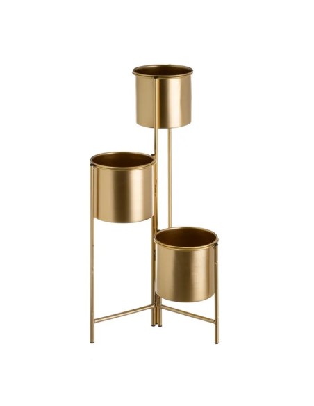 MACETERO TRIPLE METAL ORO 38 X 19 X 65 CM