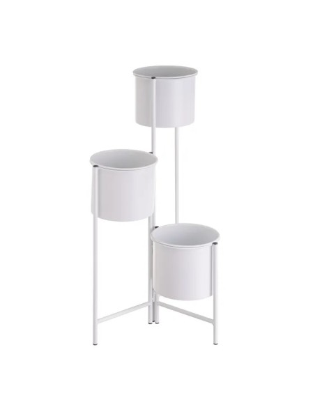 MACETERO TRIPLE METAL BLANCO 38 X 19 X 65 CM