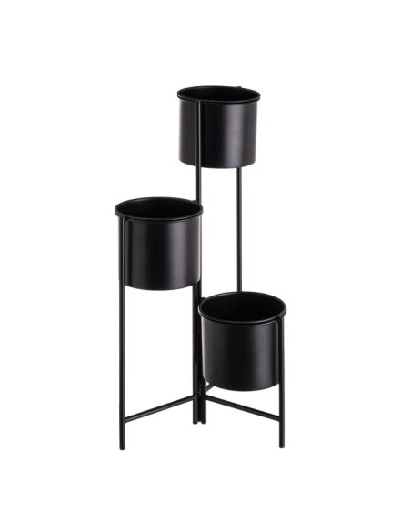 MACETERO TRIPLE METAL NEGRO 38 X 19 X 65 CM