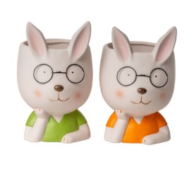 VASO CONIGLIETTO 2 MIX COL OCCHIALI 17X15 H23,5 TERRACOTTA