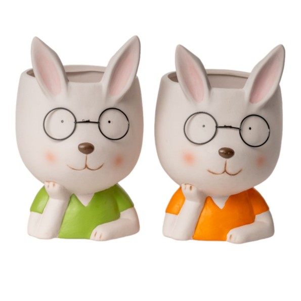 VASO CONIGLIETTO 2 MIX COL OCCHIALI 17X15 H23,5 TERRACOTTA