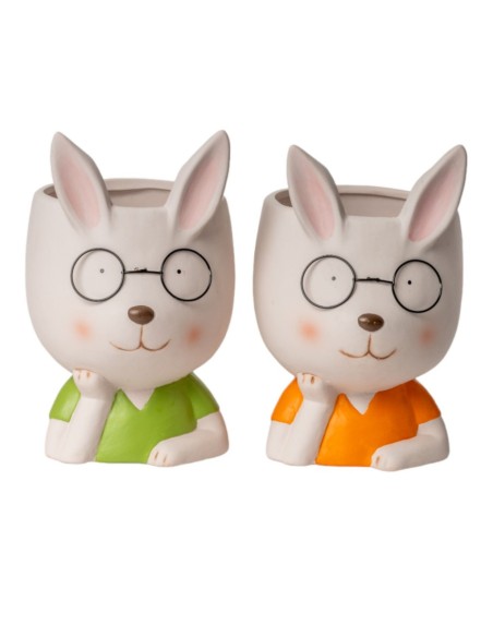 VASO CONIGLIETTO 2 MIX COL OCCHIALI 17X15 H23,5 TERRACOTTA