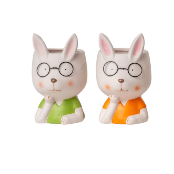 VASO CONIGLIETTO 2 MIX COL OCCHIALI 12,5X11 H18,5 (8PACKS X 2PCS) TERRACOTTA