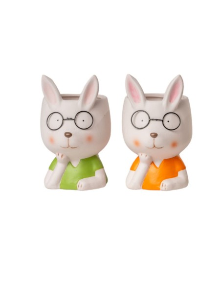 VASO CONIGLIETTO 2 MIX COL OCCHIALI 12,5X11 H18,5 (8PACKS X 2PCS) TERRACOTTA