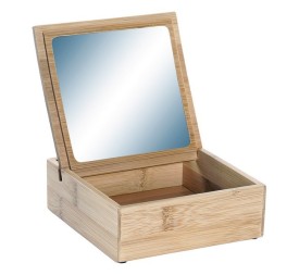JOYERO BAMBU ESPEJO 13,5X13,5X5,1 NATURAL