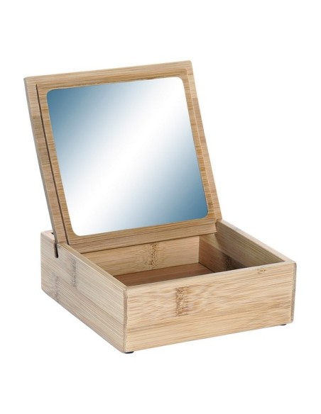 JOYERO BAMBU ESPEJO 13,5X13,5X5,1 NATURAL