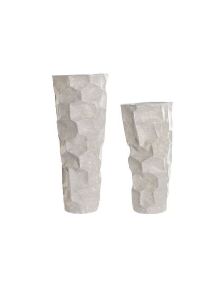 JARRON SET 2 METAL 20X20X48 10X18X39 BEIGE