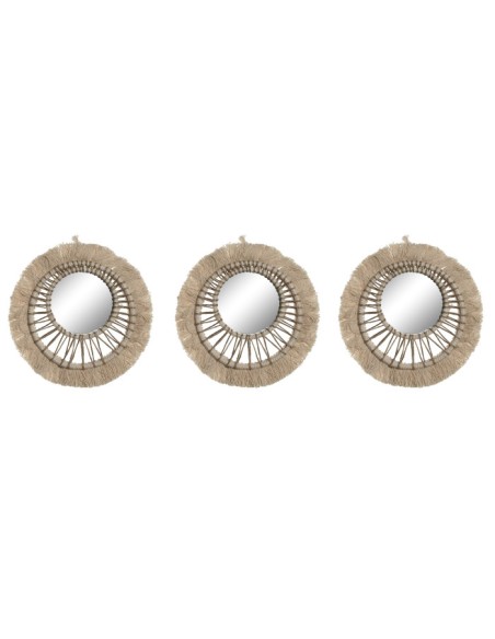 DECORACION PARED SET 3 ALGODON YUTE 20X1X20 BLANCO