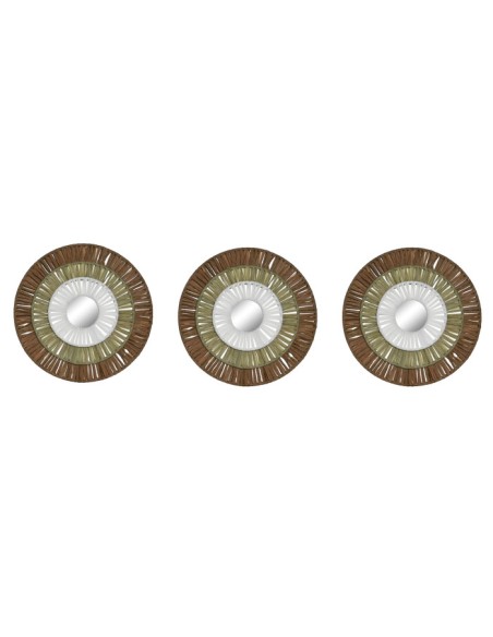 DECORACION PARED SET 3 RAFIA METAL 20X1X20 NATURAL