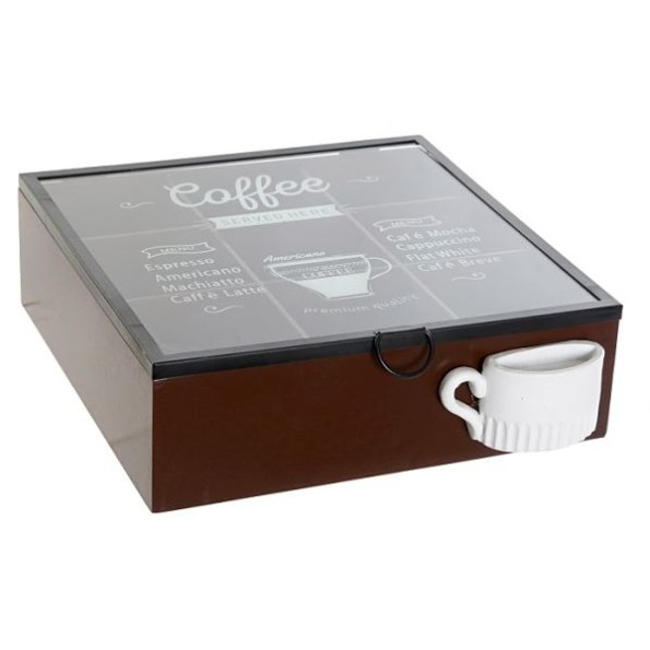 CAJA INFUSIONES MADERA CRISTAL 24X27X7,5 2 SURT.