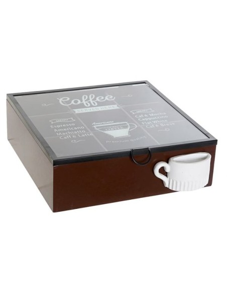 CAJA INFUSIONES MADERA CRISTAL 24X27X7,5 2 SURT.