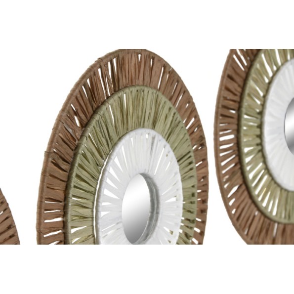 DECORACION PARED SET 3 RAFIA METAL 20X1X20 NATURAL