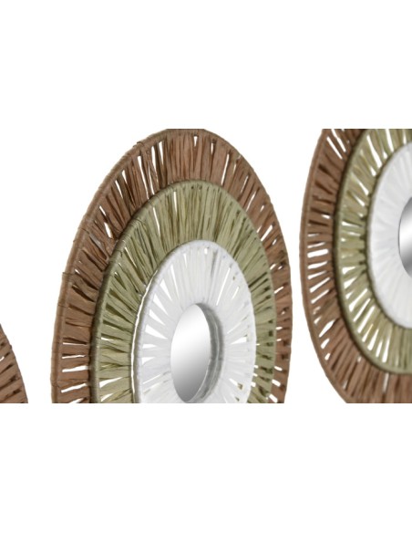 DECORACION PARED SET 3 RAFIA METAL 20X1X20 NATURAL