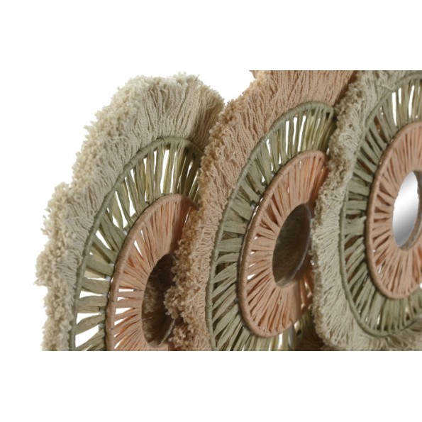 DECORACION PARED SET 3 RAFIA ALGODON 20X1X20 VERDE