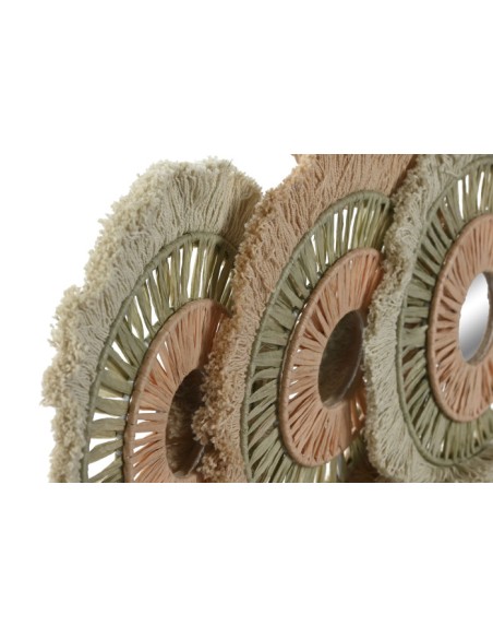 DECORACION PARED SET 3 RAFIA ALGODON 20X1X20 VERDE