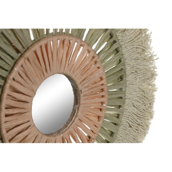 DECORACION PARED SET 3 RAFIA ALGODON 20X1X20 VERDE