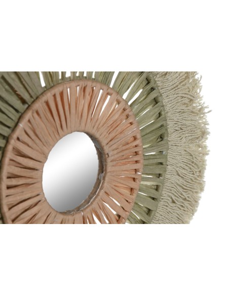 DECORACION PARED SET 3 RAFIA ALGODON 20X1X20 VERDE