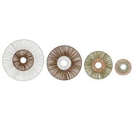 DECORACION PARED SET 4 RAFIA METAL 30X1X30 VERDE