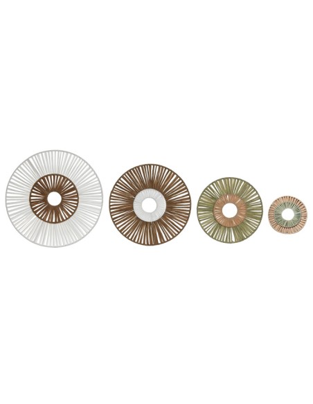 DECORACION PARED SET 4 RAFIA METAL 30X1X30 VERDE