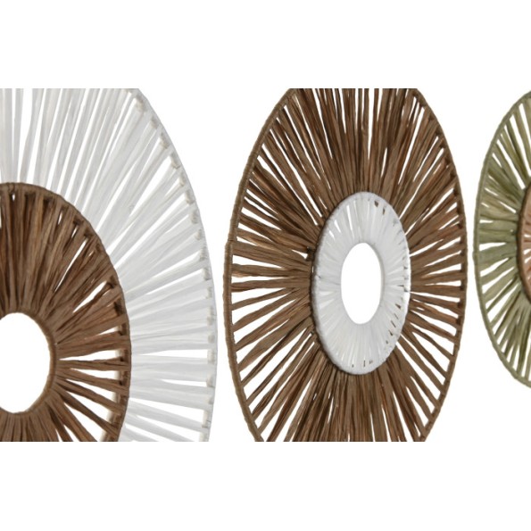 DECORACION PARED SET 4 RAFIA METAL 30X1X30 VERDE