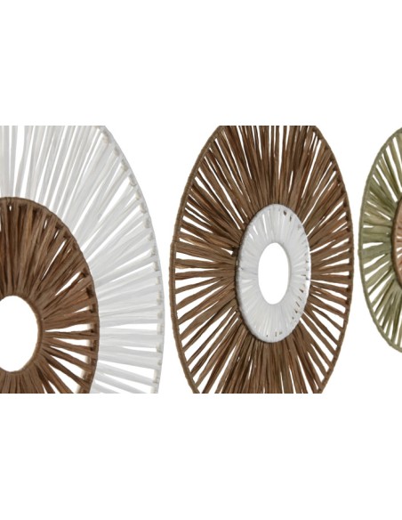 DECORACION PARED SET 4 RAFIA METAL 30X1X30 VERDE