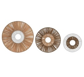 DECORACION PARED SET 3 RAFIA METAL 25X1X25 NATURAL