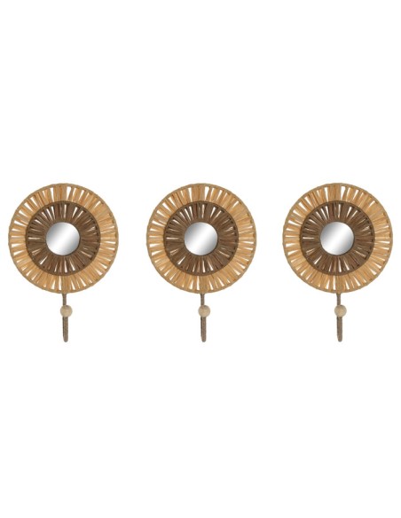 PERCHERO PARED SET 3 RAFIA METAL 16X6X20 NATURAL