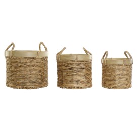CESTA SET 3 JUNCO BAMBU 35X35X31 NATURAL MARRON