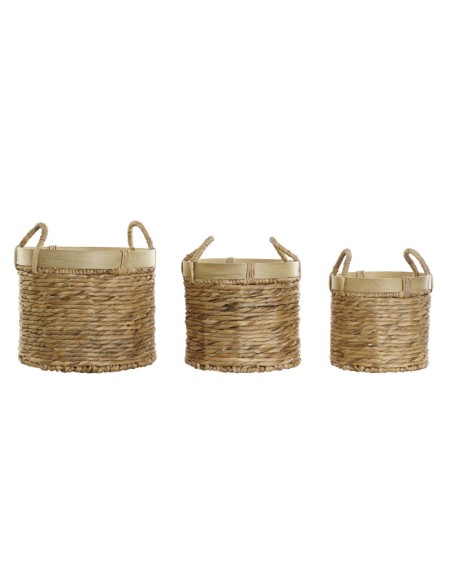 CESTA SET 3 JUNCO BAMBU 35X35X31 NATURAL MARRON