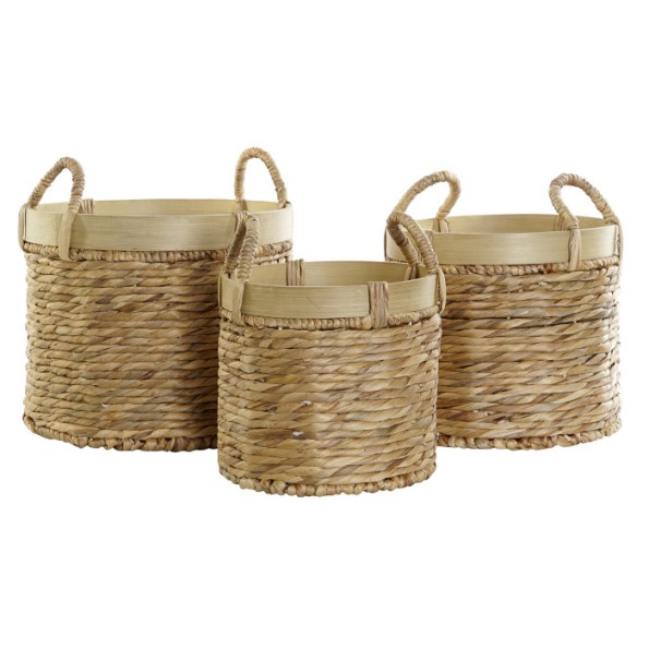 CESTA SET 3 JUNCO BAMBU 35X35X31 NATURAL MARRON