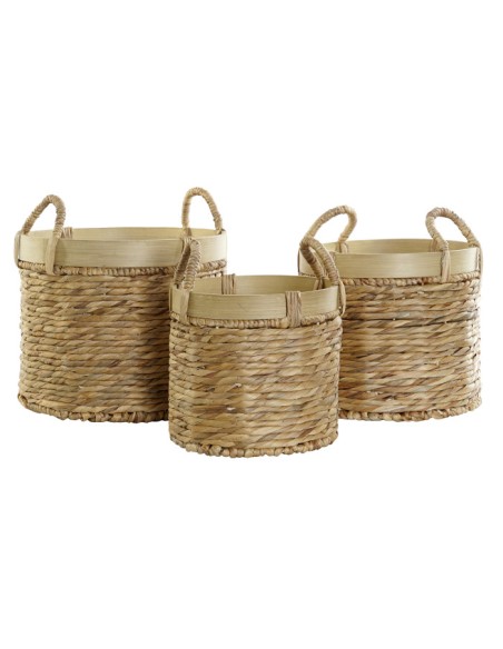 CESTA SET 3 JUNCO BAMBU 35X35X31 NATURAL MARRON