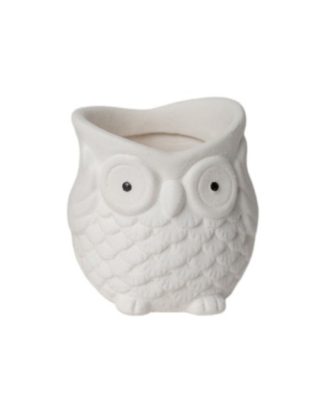 MACETERO BÚHO 8.5X8 H8.5 BLANCO EFECTO DOLOMITA ARENADA