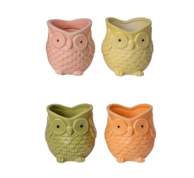 MACETERO BUHO CERAMICA 4 COLOR SURT  11X10 H11