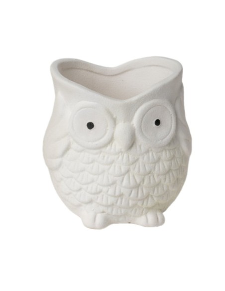 MACETERO BÚHO 11X10 H11 BLANCO EFECTO DOLOMITA ARENADA