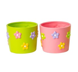 MACETERO 2 SURT CON FLORES EN RELIEVE 12.5 H10 TERRACOTA