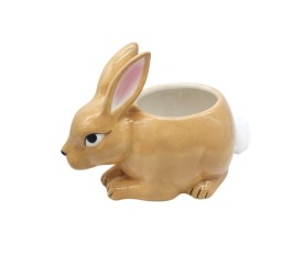 MACETERO CERÁMICA CONEJO CON COLA DE ALGODÓN 19X12 H14,5