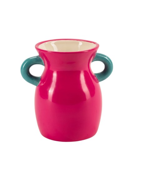 JARRÓN CERÁMICA 15,5X11,5 H15 BULLY ASAS AZUL FUCSIA