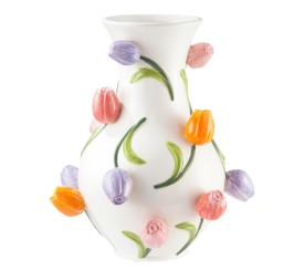 JARRÓN BULLY CERÁMICA TULIPANES EN RELIEVE 28X25,5 D13 H35
