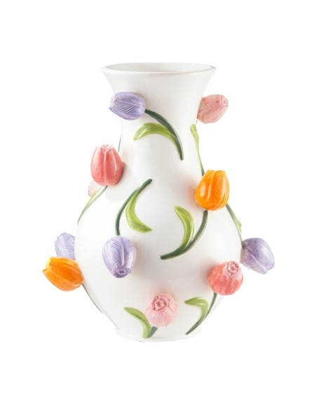 JARRÓN BULLY CERÁMICA TULIPANES EN RELIEVE 28X25,5 D13 H35