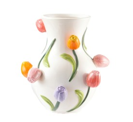 JARRÓN BULLY CERÁMICA TULIPANES EN RELIEVE 23.2X20 D11.5 H25