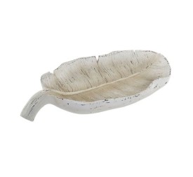 CENTRO MESA RESINA 36X20X6 HOJA ENVEJECIDO BEIGE