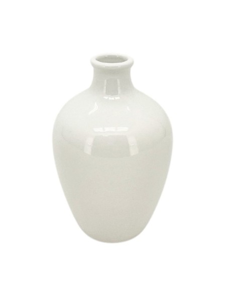 JARRÓN CUELLO ESTRECHO CERÁMICA BLANCO 8X12