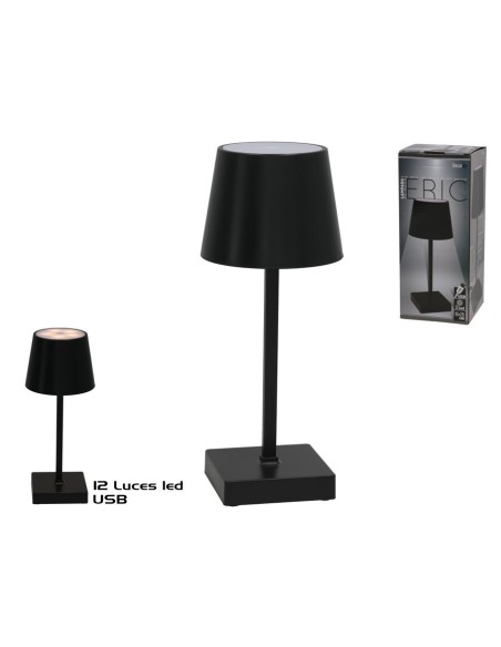 LAMPARA DE MESA CRIS 12 LED 8,5 CM NEGRA