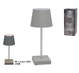 LAMPARA DE MESA CRIS 12 LED 8,5 CM PLATA