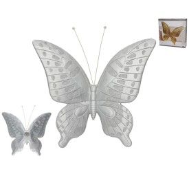 MARIPOSA PARA COLGAR PLATEADA 28X5X28 CM RESINA