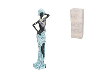 FIGURA MUJER AFRICANA ANJALI 11,5X8X36 CM RESINA