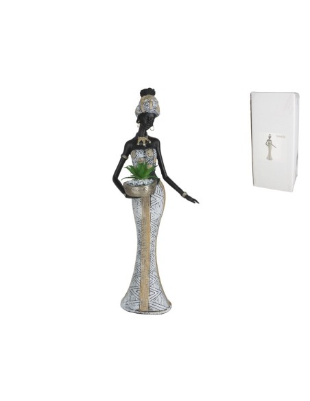 FIGURA MUJER AFRICANA NAYA 17X14X46,5 CM RESINA