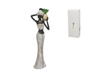 FIGURA MUJER AFRICANA NAYA 13X7,5X39,5 CM RESINA