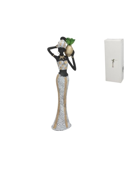FIGURA MUJER AFRICANA NAYA 13X7,5X39,5 CM RESINA